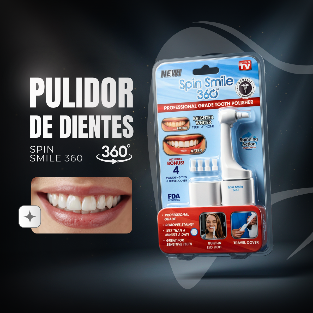 Pulidor de Dientes Spin Smile 360 - TRANSFORMA TU SALUD BUCAL 😲50% DE DESCUENTO😲