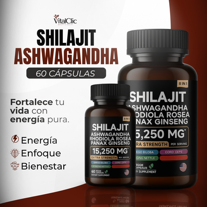 Shilajit Ashwagandha 60 Caps - FORTALECE TU VIDA CON ENERGÍA PURA💪🏻🍆