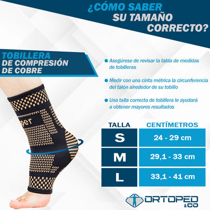 Tobillera de Compresión de Cobre - ALIVIA EL DOLOR Y PREVIENE LESIONES 😱LLEVA 2 Y PAGA 1😱